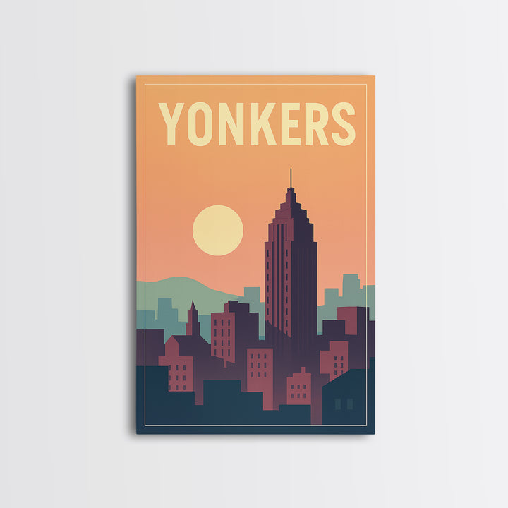 Yonkers Travel Poster, Framed Canvas Print, Mid Century City Wall Art, Yonkers Poster Print, Travel Wall Decor, Wanderlust Decor