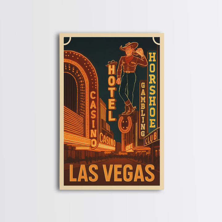 Las Vegas Travel Poster, Canvas Print, Retro City Wall Art, Las Vegas Art Print, Watercolor Downtown Skyline, Travel Art, Wanderlust Decor
