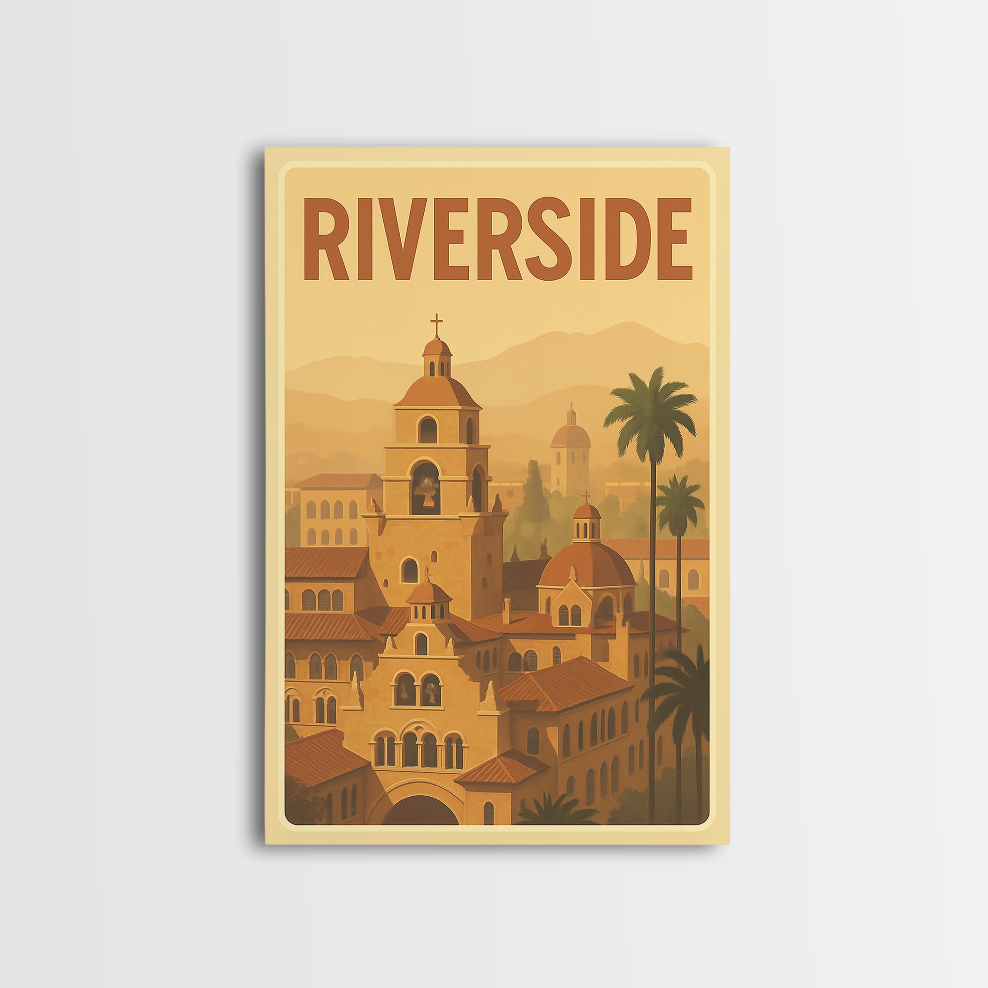 Riverside Travel Poster, Framed Canvas Print, Old School Travel Poster ...