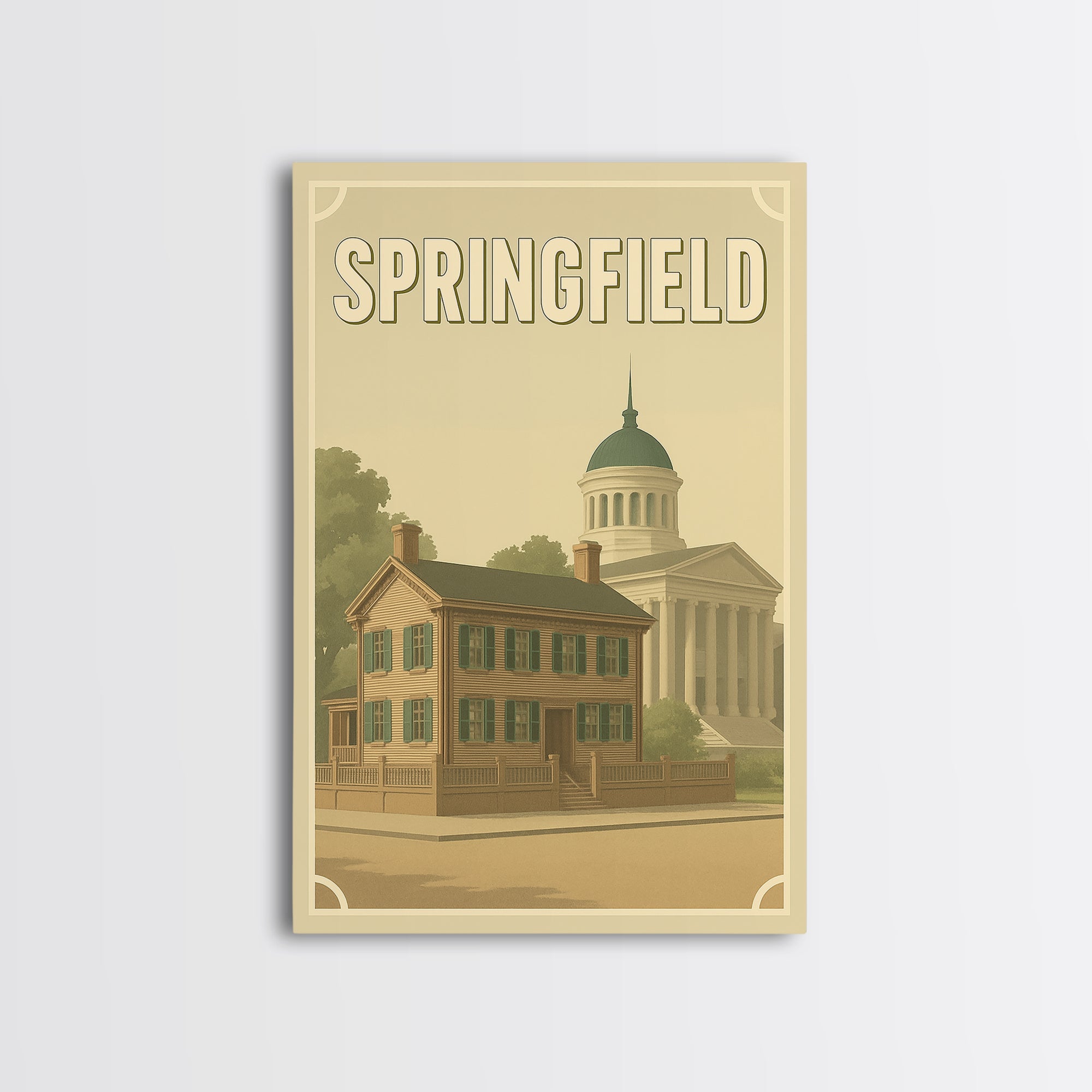 Springfield Travel Poster, Framed Canvas Print, Classic Retro Poster A ...