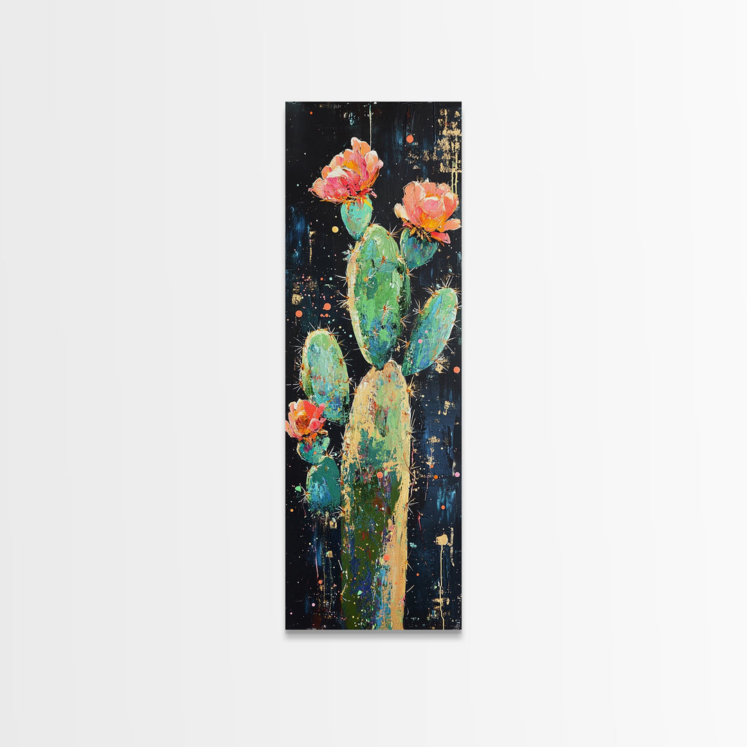 Blooming Cactus Canvas Print pink orange wall art southwest wall art agave painting boho art botanical prints