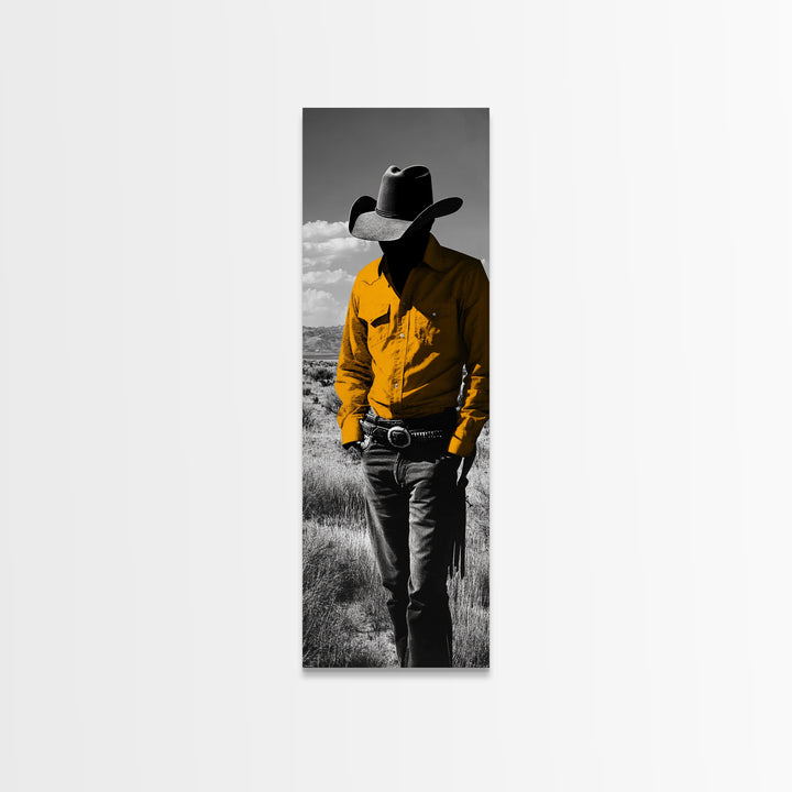 Mysterious Cowboy Silhouette Framed Canvas Print | Rustic Western Wall Art | Moody Art | Farmhouse Decor | Southwest Art | Gift Idea