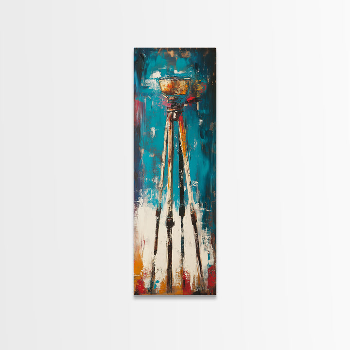 Abstract Tripod Art Framed Canvas Print, Moody Art, Geometric Wall Art, Wabi Sabi Art, Coastal Landscape Art, Extra Wide Art