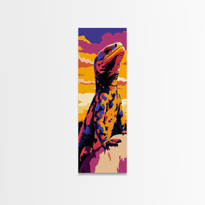 Colorful Lizard Pop Art Framed Canvas Print Whimsical Art Bright Colors Wall Art Southwest Wall Art Geometric Wall Art