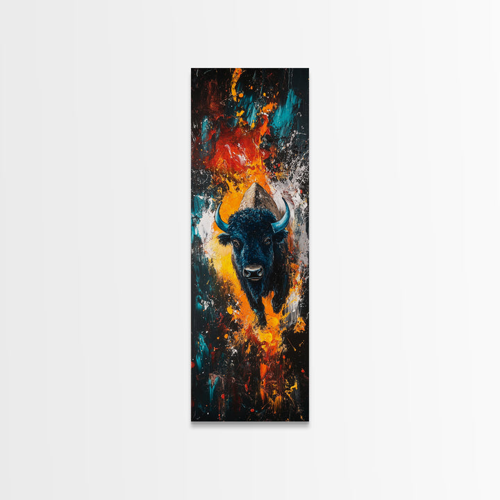 Abstract Bison Canvas Print Southwest Wall Art Rustic Decor Tall Narrow Art Living Room Art Vertical Wall Art Gift Idea Him