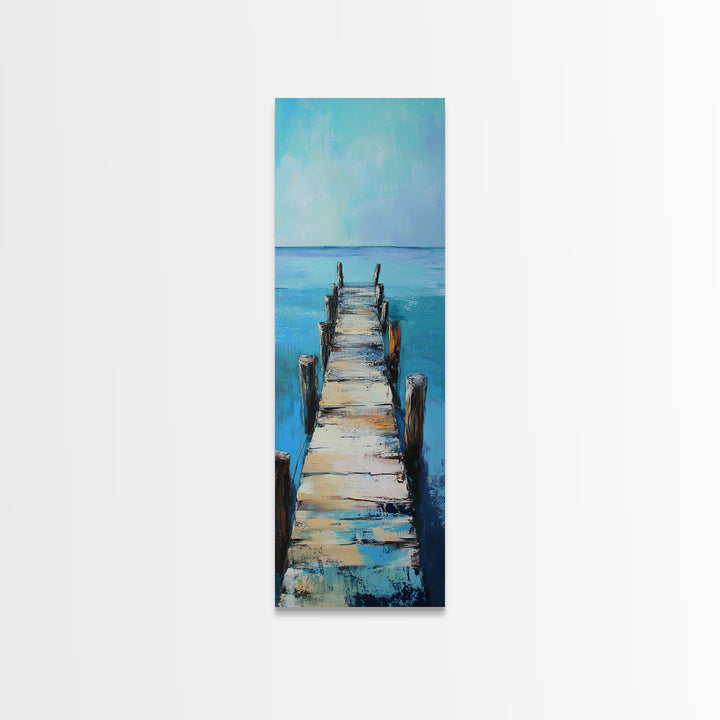 Coastal Dock Painting Framed Canvas Print coastal painting nautical wall art coastal decor seascape painting rustic wall art bedroom art