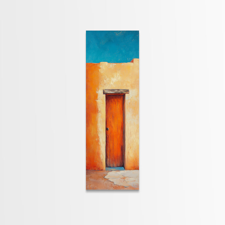 Desert Sunset Door Canvas Print Rustic Southwest Wall Art Warm Earth Tone Art Wabi Sabi Painting Living Room Wall Art