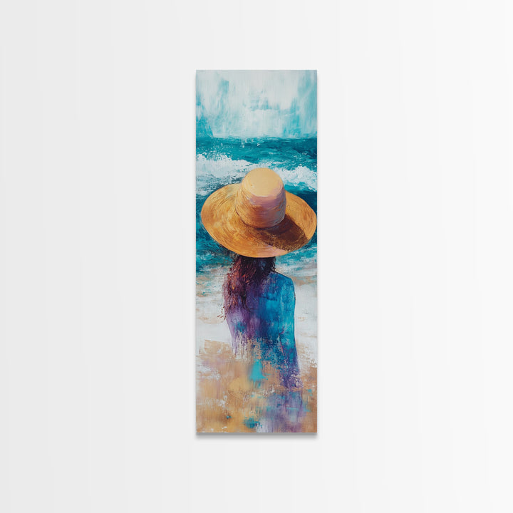 Ocean Breeze Coastal Cowgirl Wall Art Framed Canvas Print Coastal Decor Boho Art Nautical Painting Guest Room Art
