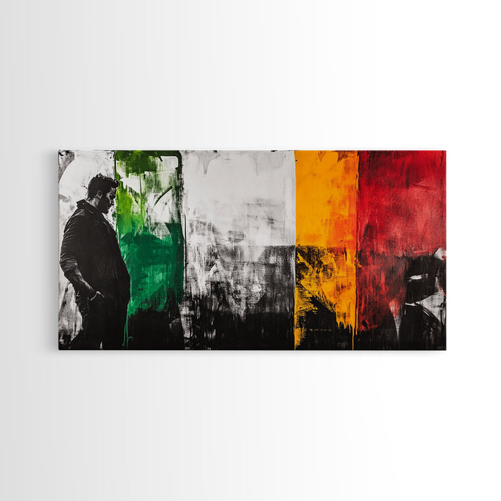 Abstract Portrait, moody art, dark romance painting, chicano art, black and white painting, modern wall decor, Framed Canvas Print