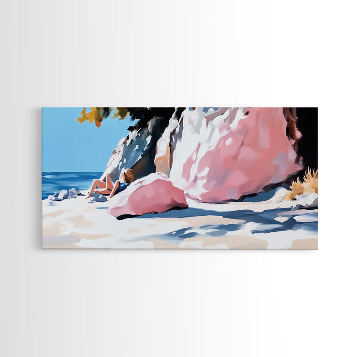 Coastal Landscape Art, Nautical Painting, Beach House Art, Panoramic Art, Seascape Painting, Canvas Print, Minimalist Art, Horizontal Wall Art