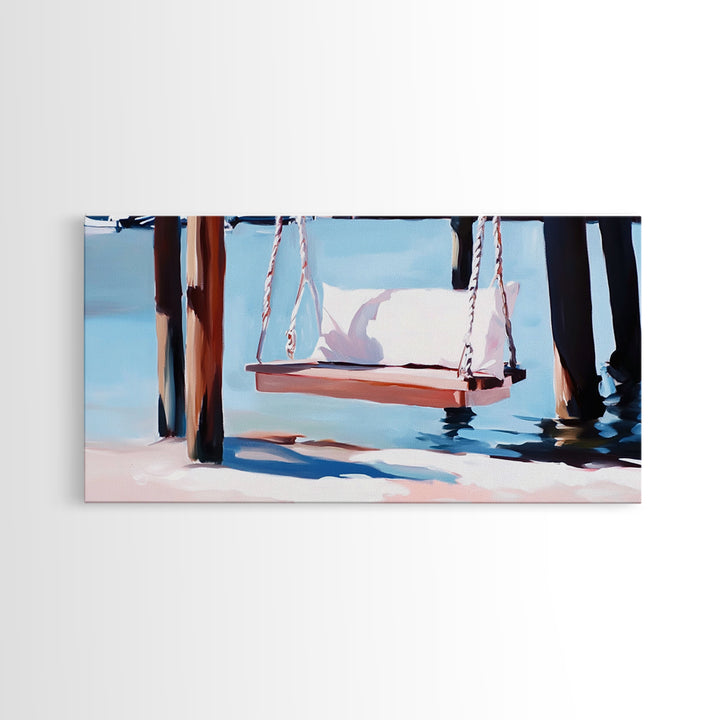 Coastal Swing Painting, Nautical Wall Art, Coastal Decor, Beach House Art, Panoramic Art, Canvas Print, Rustic Art, Guest Room Art