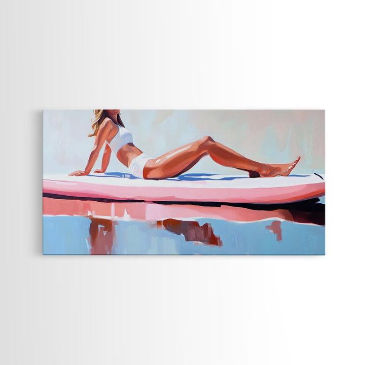 Coastal Woman, coastal wall art, beach painting, pastel art, nautical decor, surf wall art, canvas print