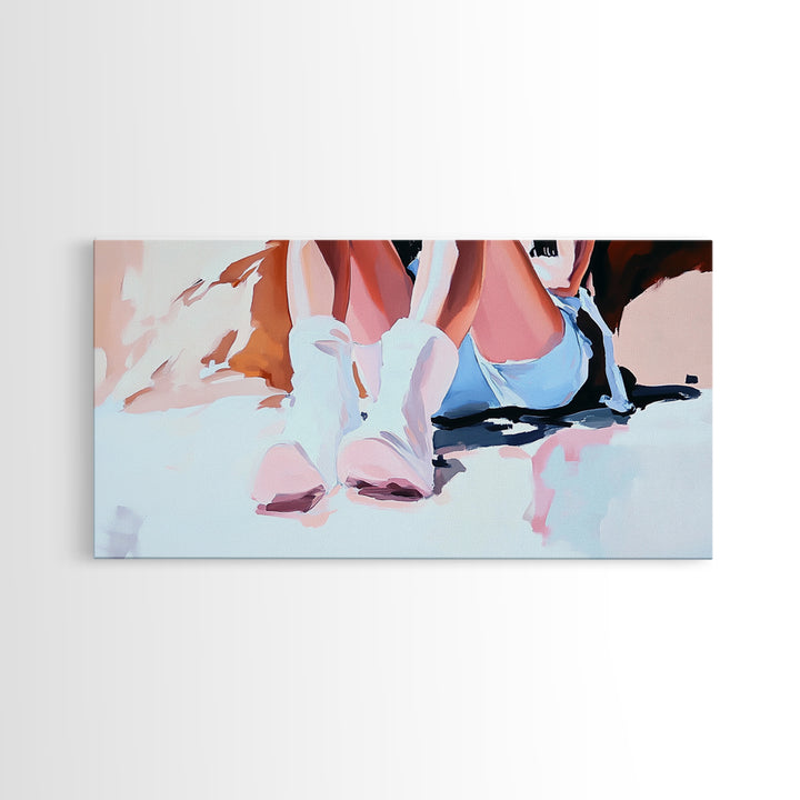 Cowgirl Boots, black cowgirl painting, rustic wall art, farmhouse decor, moody woman lying in bed painting, framed canvas print