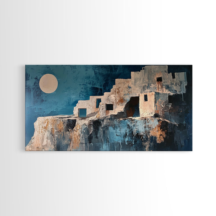 Adobe House, Southwest Wall Art, Boho Art, Wabi Sabi Art, Rustic Decor, Extra Wide Art, Bright Home Decor, Framed Canvas Print