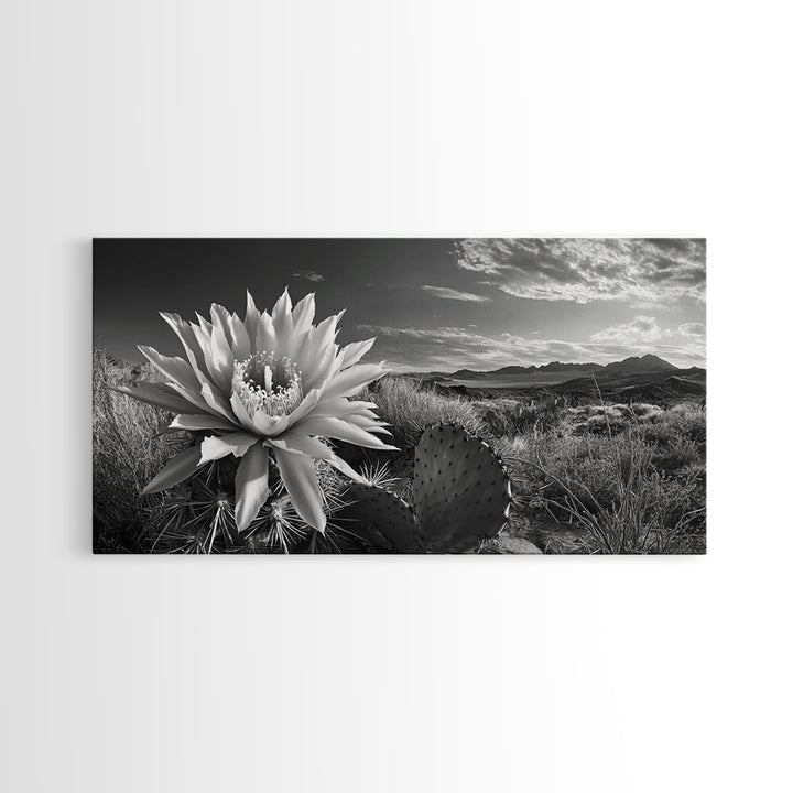 Cactus Bloom, botanical prints, wildflower painting, nature art, scenic mountain landscape, rustic wall art, southwest decor, Framed Canvas Print