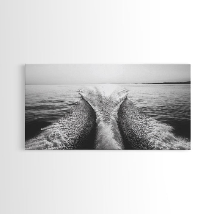 Nautical painting, ocean waves, coastal decor, seascape painting, panoramic art, extra wide art, framed canvas print