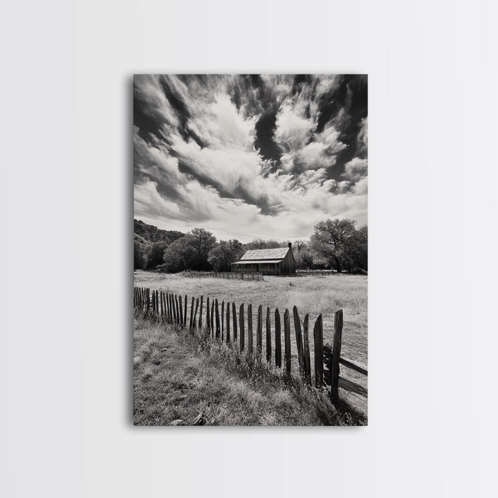 Abandoned Cabin, rustic wall art, farmhouse decor, moody art, countryside painting, wabi sabi art, framed canvas print, vintage wall decor