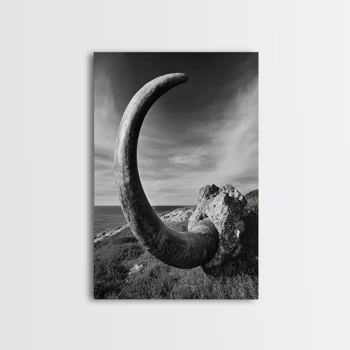 Ancient Horn, ozymandias art, rustic wall art, moody decor, nature landscape art, wabi sabi art, framed canvas print, farmhouse decor