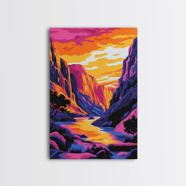 Canyon Sunset, Landscape Painting, Pink Orange Wall Art, Canvas Print, Southwest Wall Art, Nature Wall Art, Rustic Art, Gift Idea