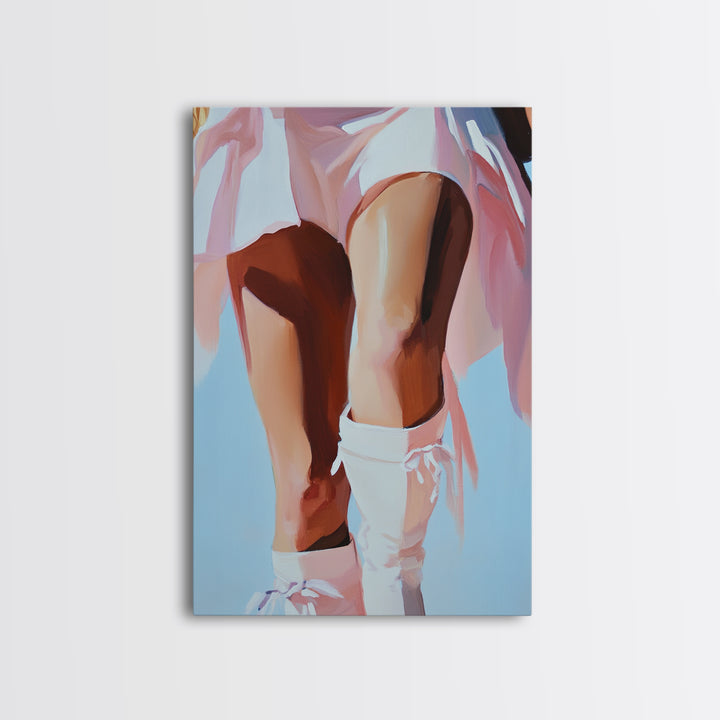 Cowgirl Boots, black cowgirl painting, coastal cowgirl wall art, rustic decor, light pink wall art, western aesthetic, Framed Canvas Print