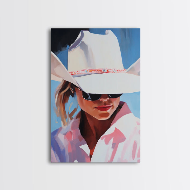 Cowgirl, Western Art, Rustic Decor, Coastal Cowgirl Wall Art, Canvas Print, Gift Idea For Her, Bedroom Art, Above Bed Wall Art