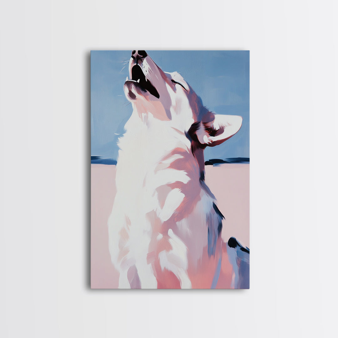 Howling Wolf, moody art, rustic decor, southwest wall art, zen wall art, framed canvas print, wabi sabi art, forest painting