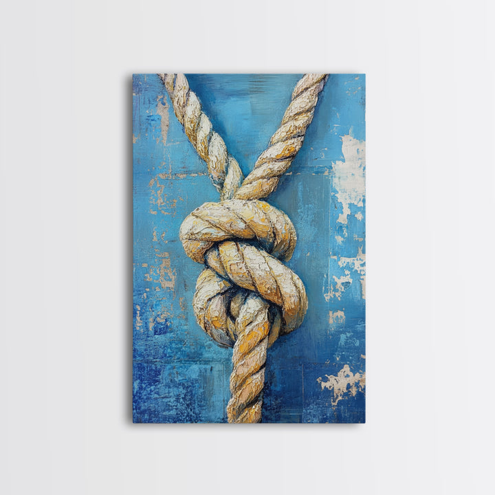 Nautical Knot, Coastal Wall Art, Framed Canvas Print, nautical decor, rustic art, textured painting, nautical painting, coastal cowgirl wall art