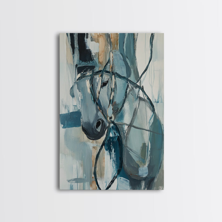 Abstract Horse, Moody Art, Horse Wall Art, Coastal Cowgirl Wall Art, Framed Canvas Print, Equestrian Decor, Rustic Art, Farmhouse Style