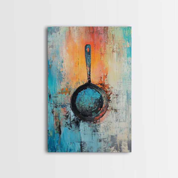 Abstract Frying Pan, kitchen art, food review kitchen art, rustic decor, geometric wall art, coffee wall art, Canvas Print