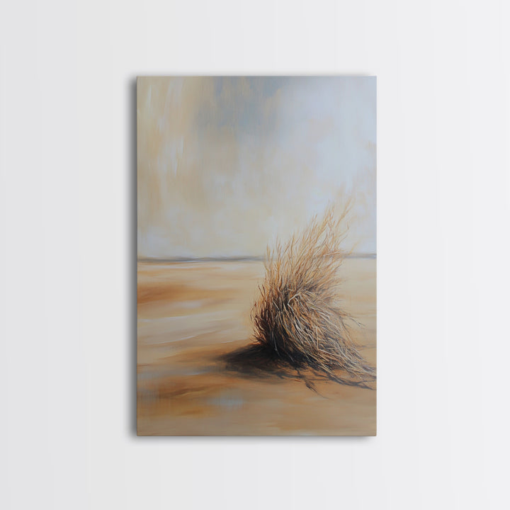Desert Tumbleweed, southwest wall art, wabi sabi art, minimalist art, rustic decor, moody art, landscape painting, Canvas Print