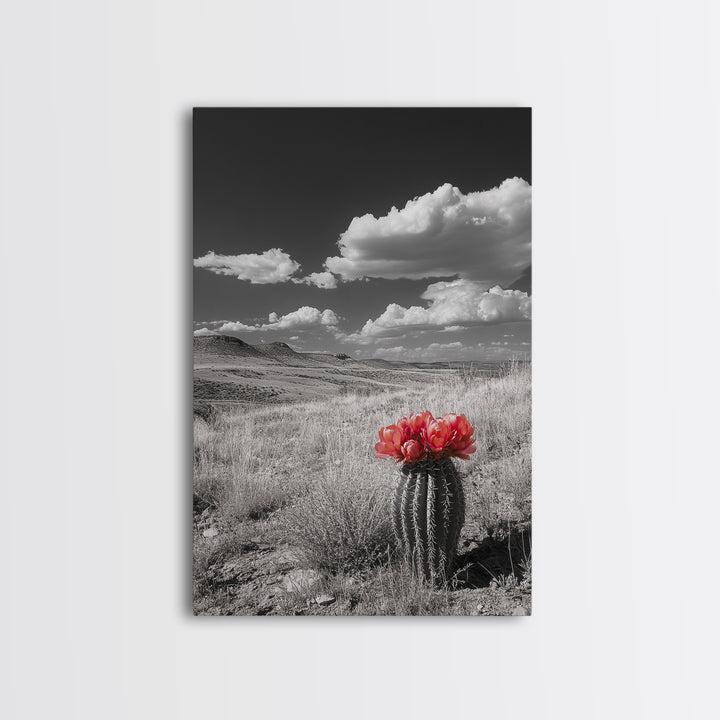 Cactus Bloom, Wildflower Painting, Botanical Prints, Nature Art, Rustic Decor, Southwest Wall Art, Canvas Print, Living Room Art