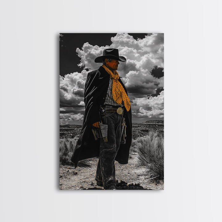 Cowboy Art, Western Wall Art, Black Cowgirl Painting, Southwest Decor, Moody Art, Rustic Home Decor, Framed Canvas Print, Gift Idea