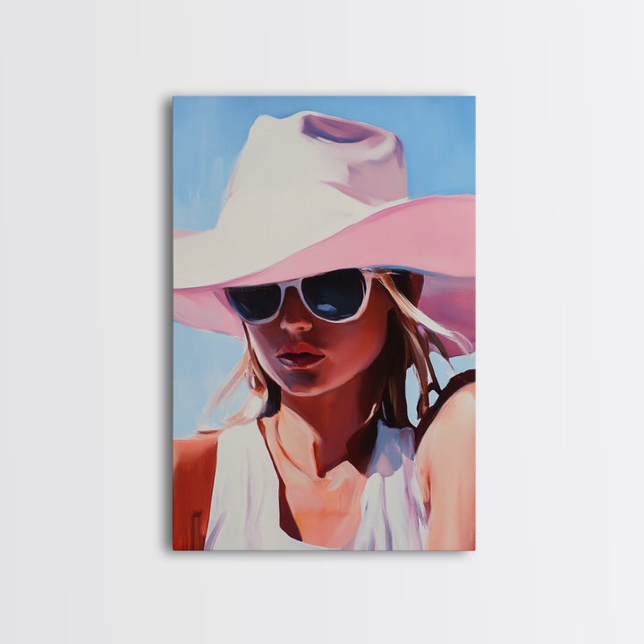 Coastal Cowgirl Painting, Black Cowgirl Art, Western Fashion Art, Moody Art, Southwest Wall Art, Canvas Print, Rustic Decor, Boho Art