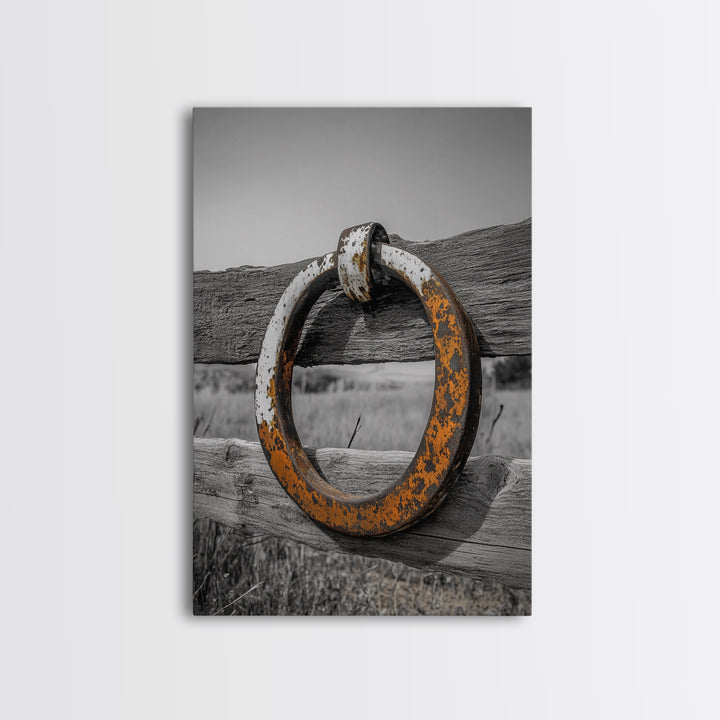 Rustic Metal Ring, Wabi Sabi Wall Art, Rustic Decor, Farmhouse Art, Minimalist Art, Weathered Metal Art, Canvas Print, Gift Idea