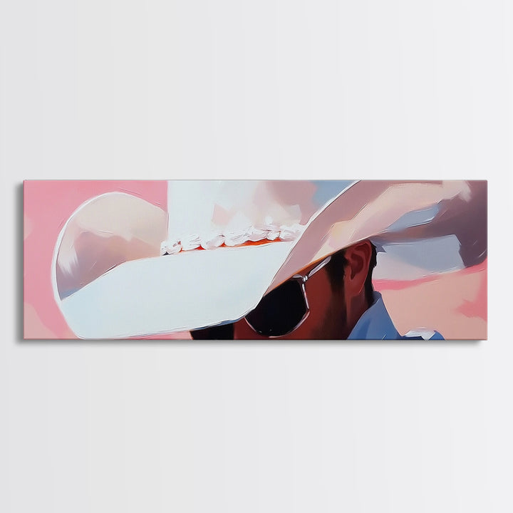 Cowboy Portrait, Pink Abstract Art, Southwest Wall Art, Canvas Print, Light Pink Wall Art, Rustic Decor, Living Room Art