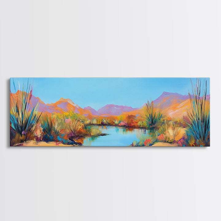 Coastal Landscape Art, Framed Canvas Print, Extra Wide Art, Lake Tahoe Art, Living Room Art, Panoramic Painting, Rustic Decor, Above Sofa Art