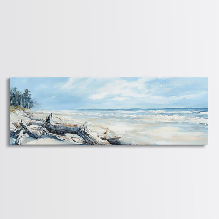 Coastal Decor, Framed Canvas Print, Nautical Painting, Seascape Painting, Rustic Wall Art, Extra Wide Art, Living Room Art, Above Couch Art