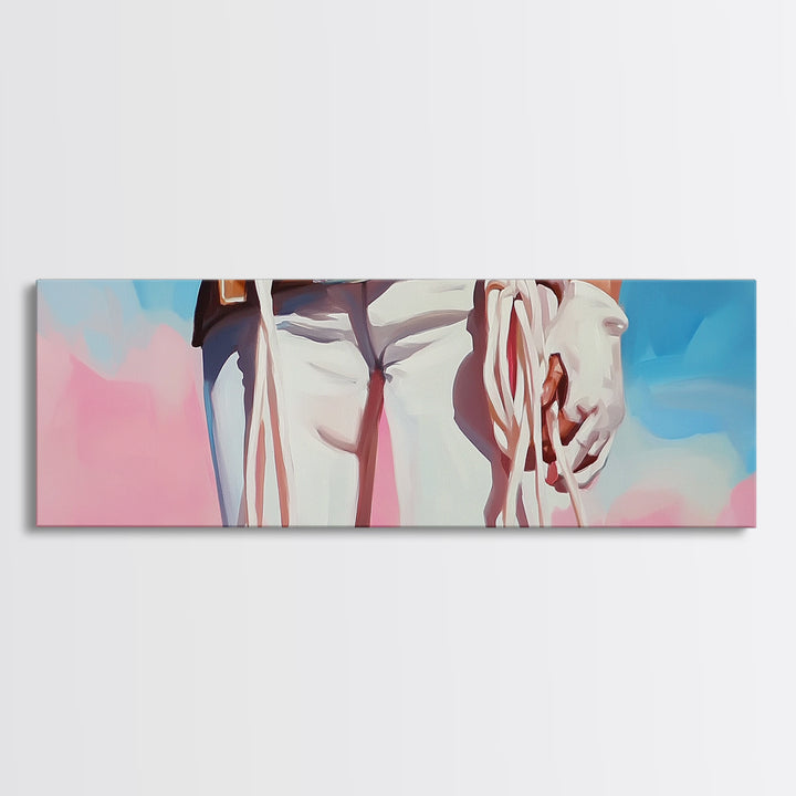 Cowgirl Holding Rope, black cowgirl painting, pink orange wall art, rustic wall art, western decor, framed canvas print, wall decor