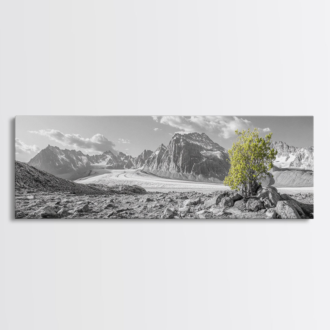 Mountain scene, mountain painting, landscape painting, wabi sabi art, nature art, minimalist art, framed canvas print, extra wide art