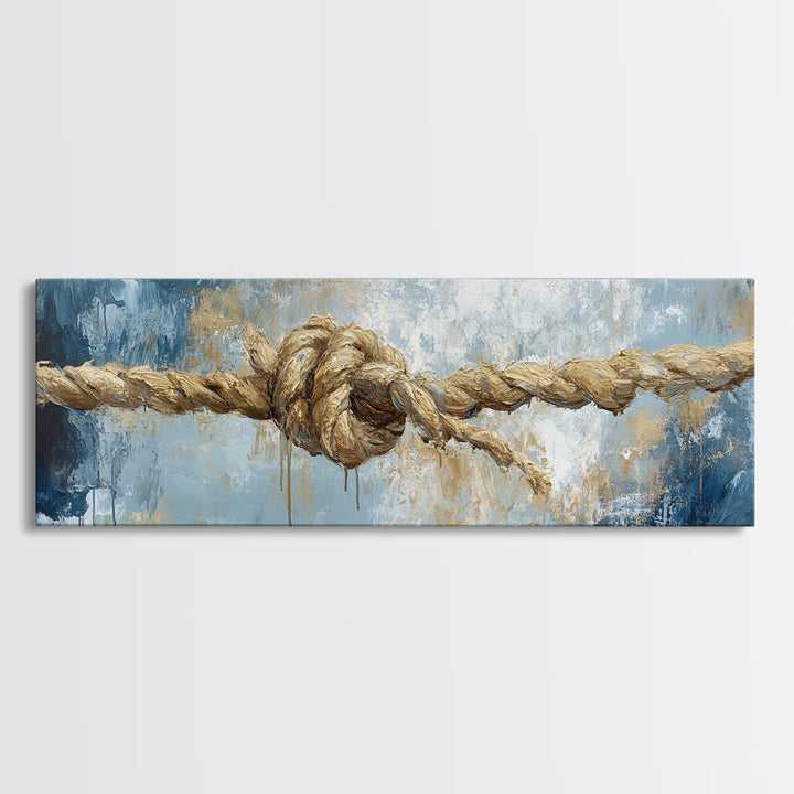 Nautical Rope Art, rustic decor, nautical painting, coastal decor, farmhouse art, wabi sabi art, framed canvas print, moody art