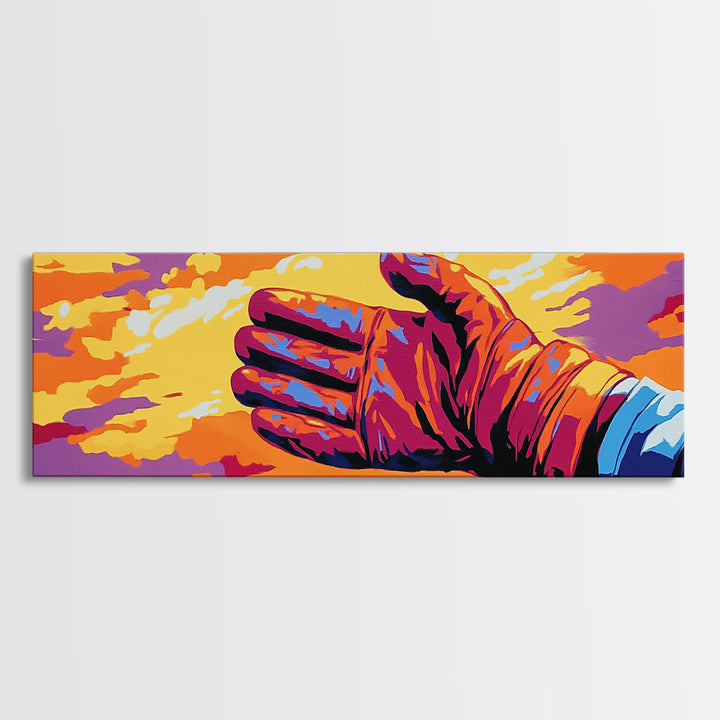 Vibrant Leather Glove Art, Canvas Print, Pink Orange Wall Art, Southwest Wall Art, Whimsical Art, Extra Wide Art, Rustic Decor