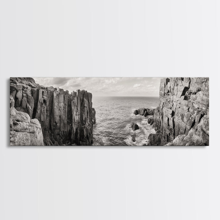 Coastal Cliffs, seascape painting, nautical wall art, Ireland painting, coastal landscape art, panoramic painting, framed canvas print