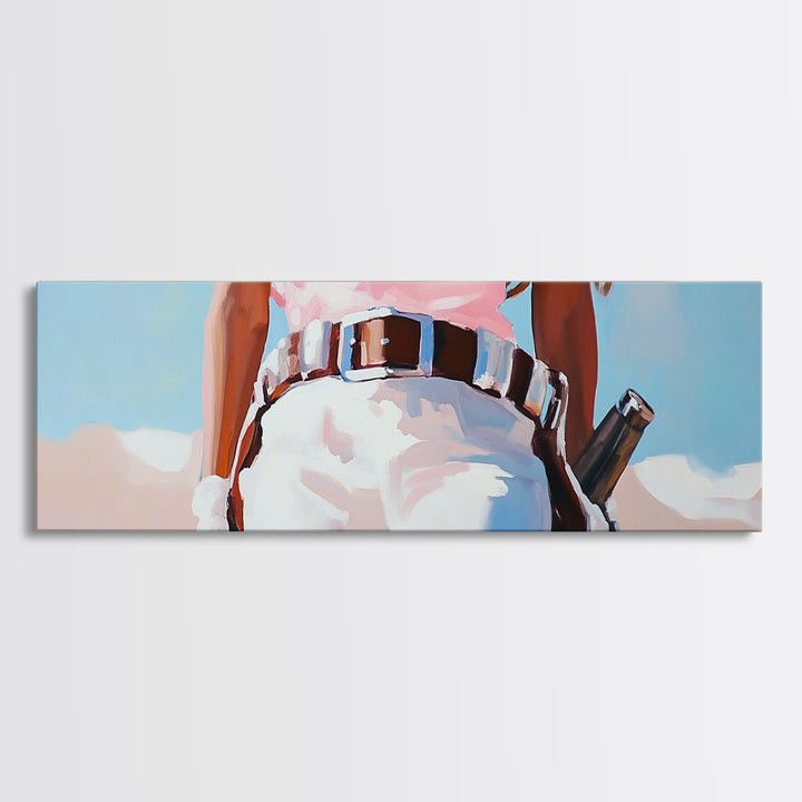 Cowgirl Painting, black cowgirl painting, western wall art, coastal cowgirl wall art, rustic decor, vibrant art, framed canvas print