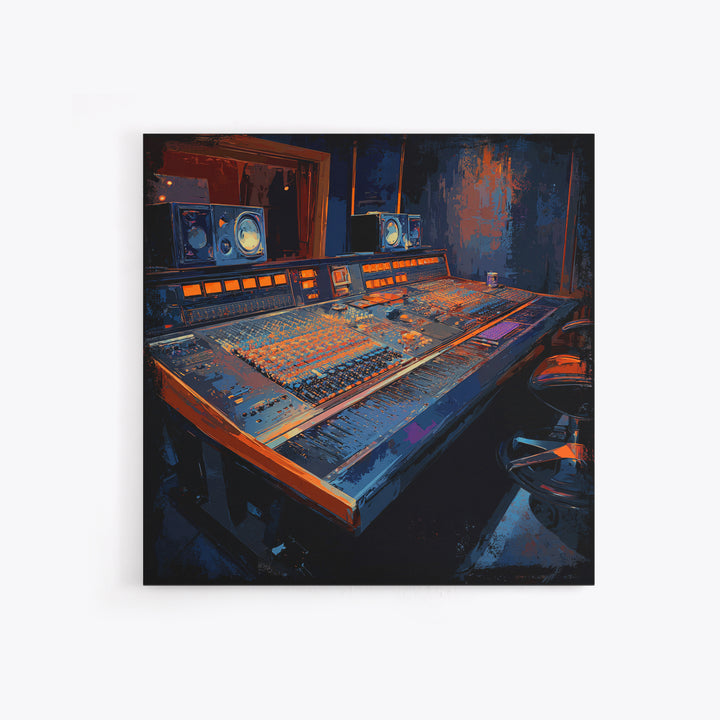 Mixing Console Faders Canvas Print, Recording Studio Art, Music Studio, Studio Decor, Oil Painting, Analog, Modern Decor, RSA-1x1-30