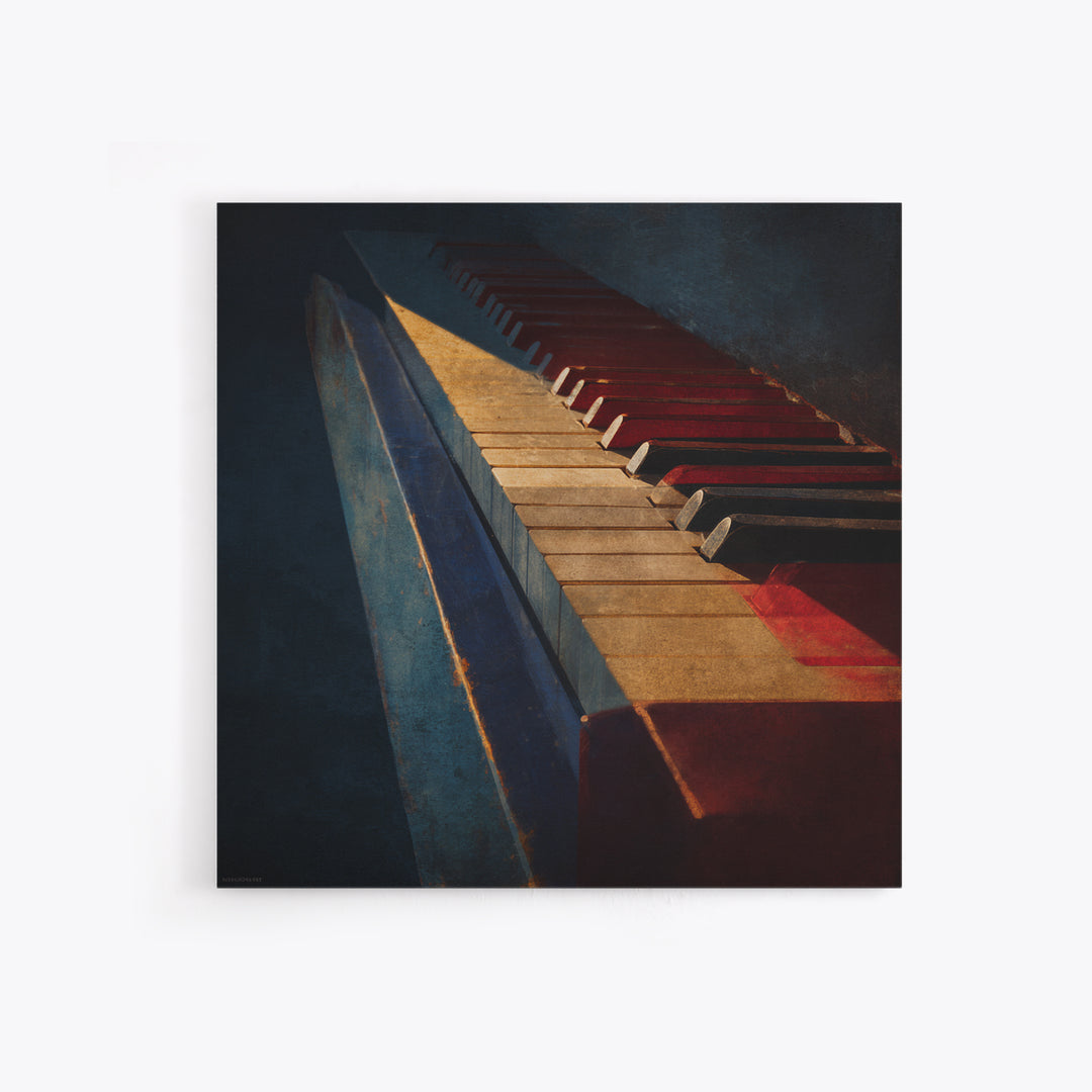 Piano Keys Fading into Shadow Framed Canvas Print, Recording Studio Art, Home Decor, Studio Decor, Analog, Minimalist Decor, RSA-1x1-32