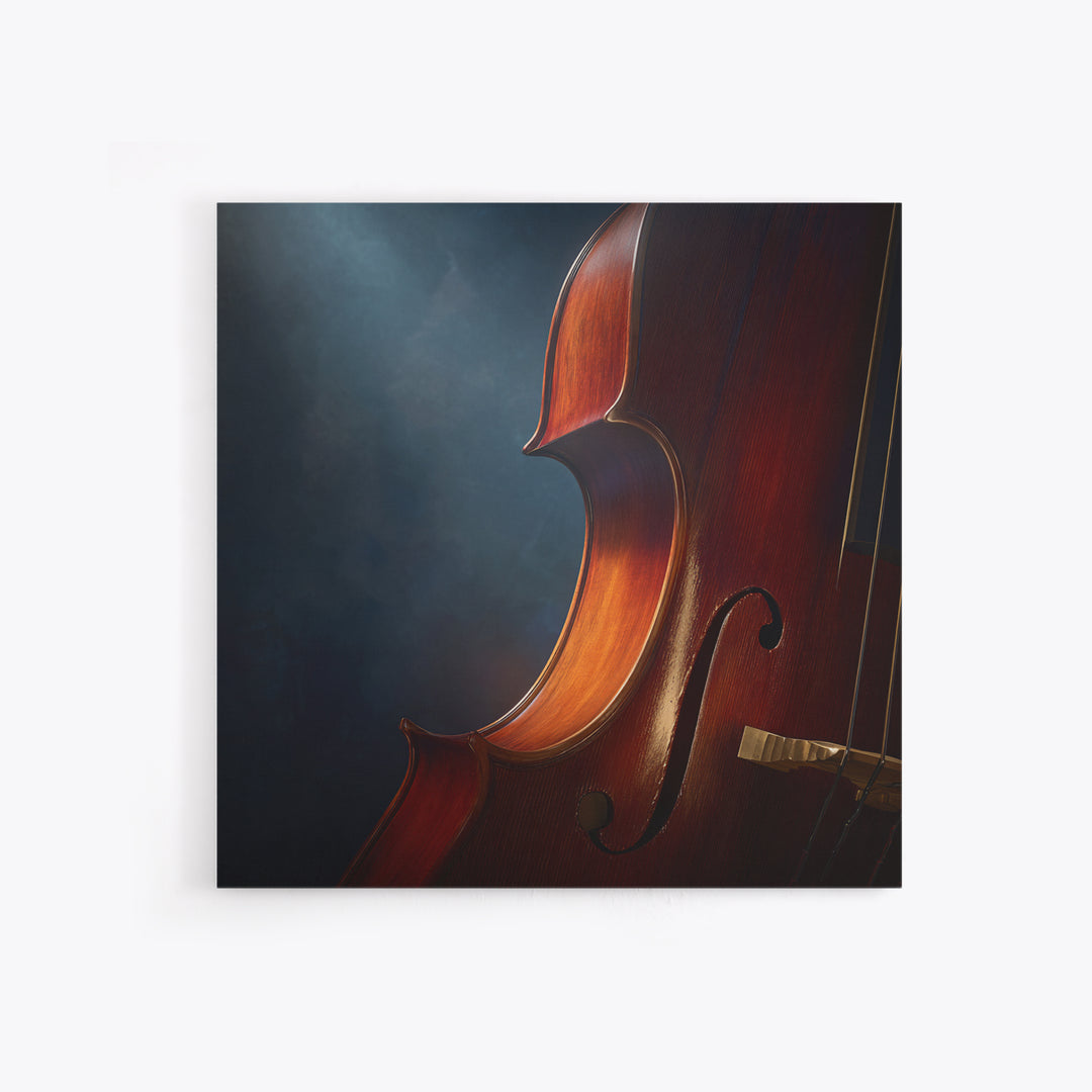 Cello Curve Closeup Framed Canvas Print, Recording Studio Art, Music Wall Art, Studio Decor, Fine Art, Analog, Musician Posters, RSA-1x1-44