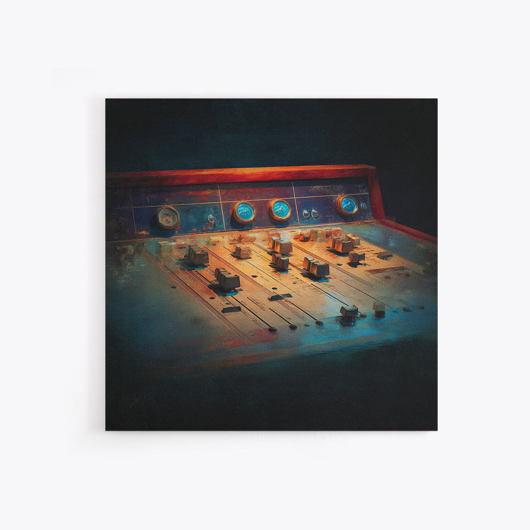Mixing Console Faders Canvas Print, Recording Studio Art, Music Studio, Studio Decor, Oil Painting, Analog, Modern Decor, RSA-1x1-54