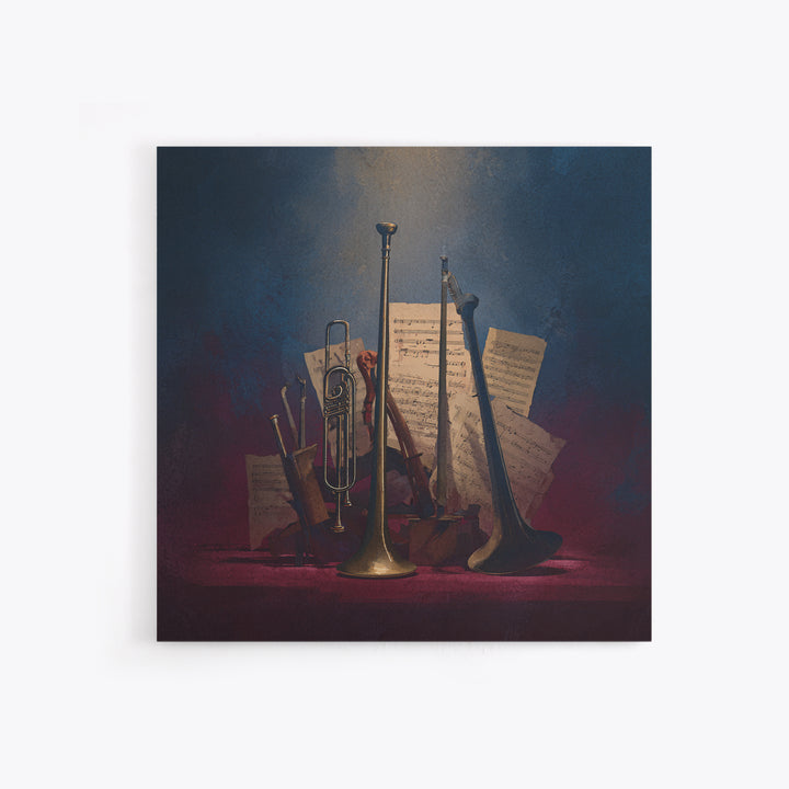 Conductor Baton and Sheet Shapes Without Text Framed Canvas Print, Recording Studio Art, Music Decor, Studio Decor, Analog, RSA-1x1-66