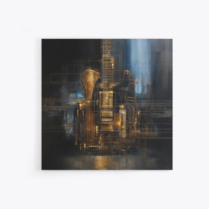 Soundwave Abstract with Black and Gold Lines Canvas Print, Recording Studio Art, Home Decor, Studio Decor, Abstract Art, Analog, RSA-1x1-75
