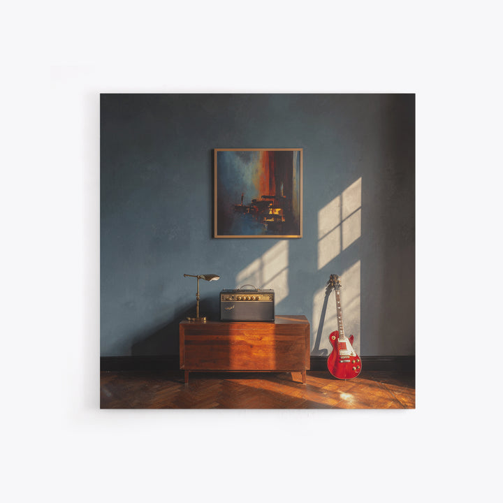 Electric Guitar Beside a Studio Amp Canvas Print, Recording Studio Art, Downloadable Print, Studio Decor, Fine Art, Analog, RSA-1x1-76